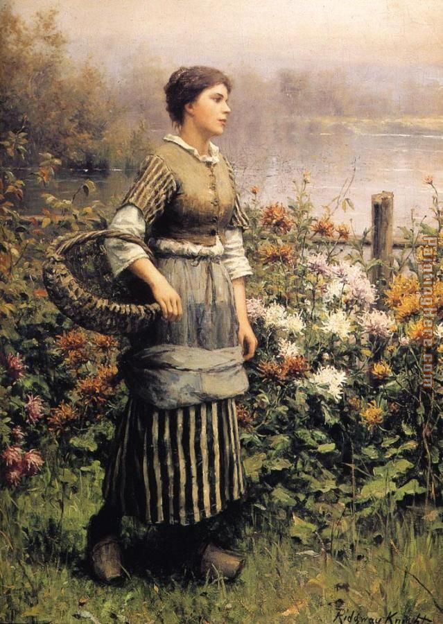 Maid Among the Flowers painting - Daniel Ridgway Knight Maid Among the Flowers art painting